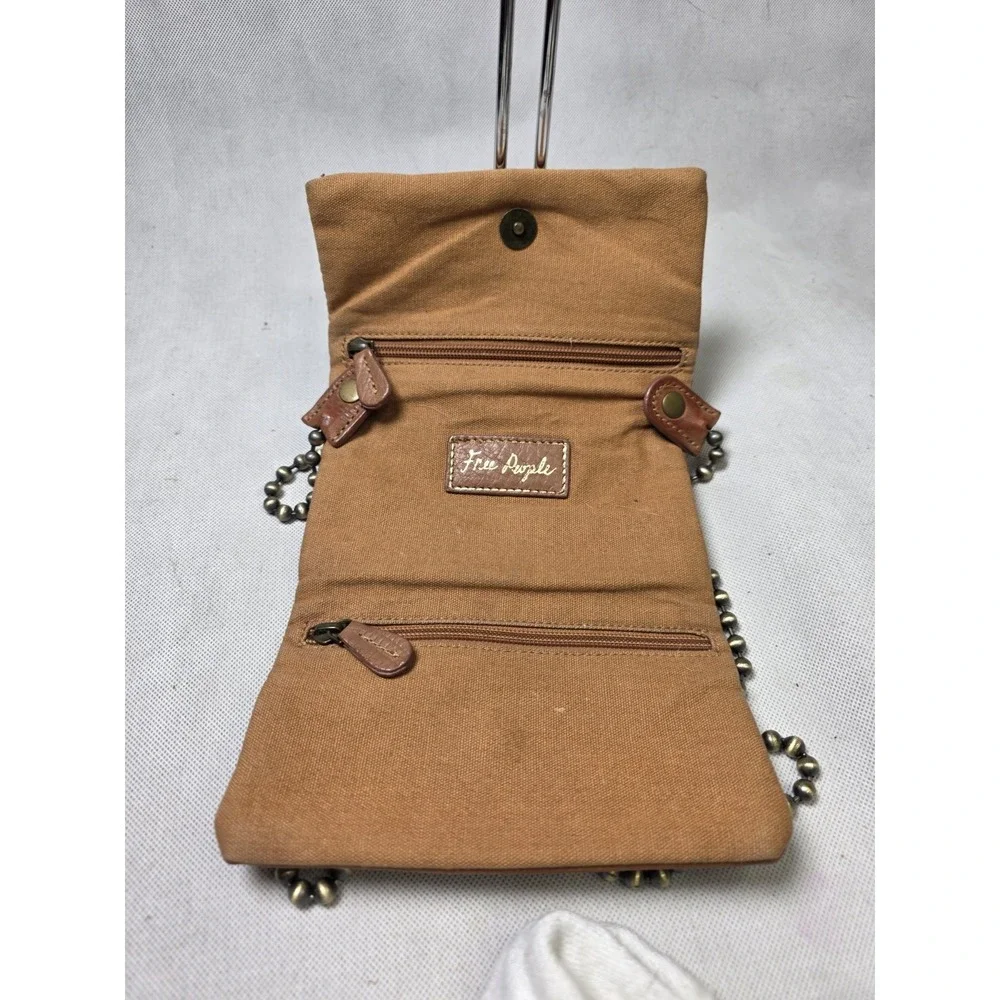 Free People Crossbody Bag Gold Leather Convertible Ball Chain